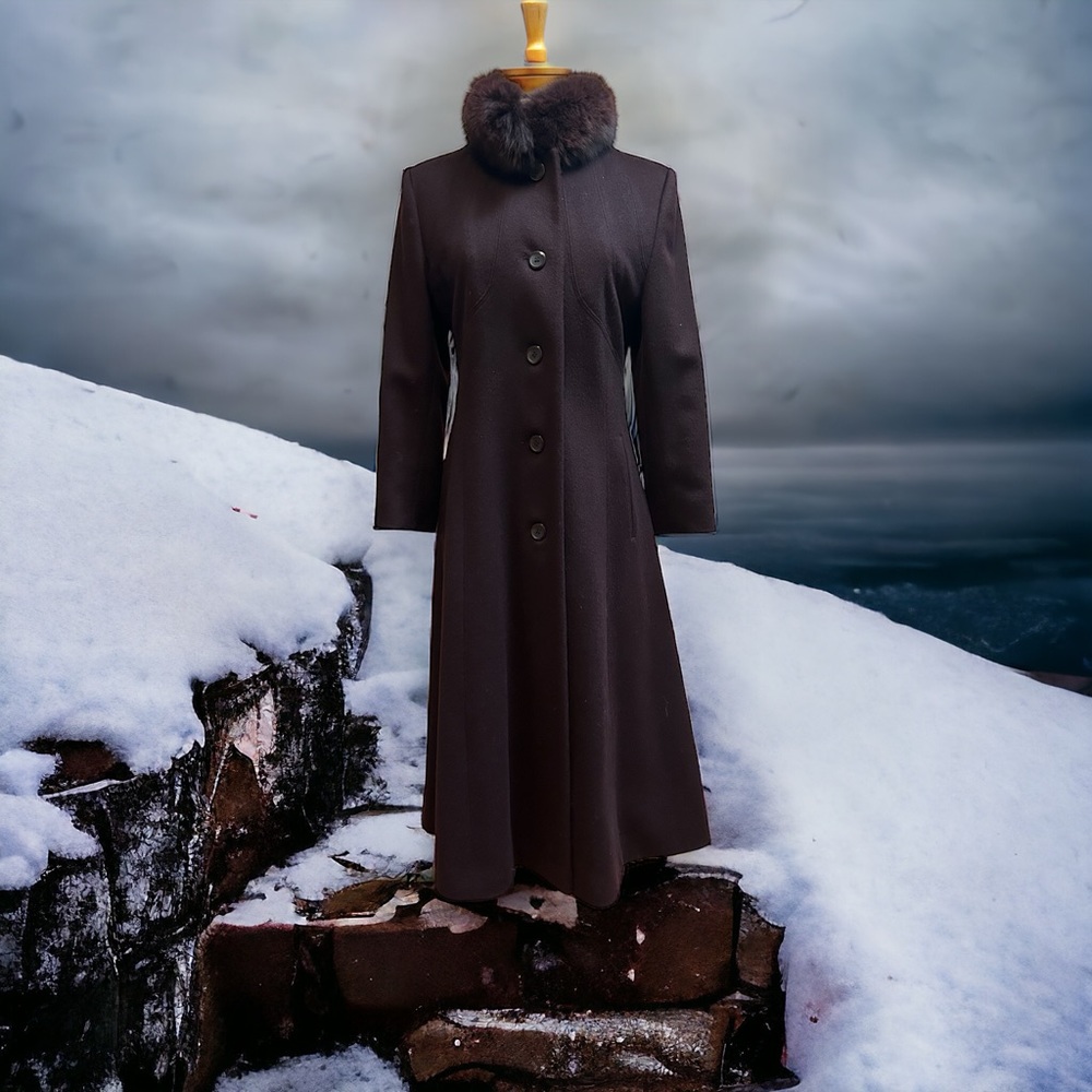 Vintage fur trimmed wool coat